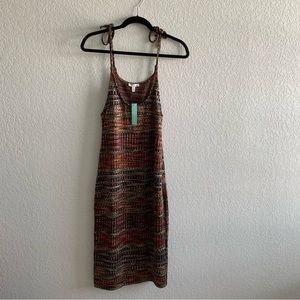 NWT Scoop Neck Tie Shoulder Sleeveless Midi Dress